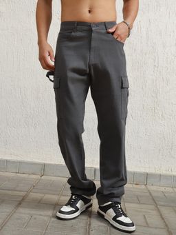Hubberholme - Men Relaxed Straight Leg Loose Fit Pure Cotton Cargos Trousers