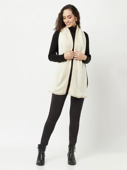 KnitStudio - White Solid Casual Knitted Muffler