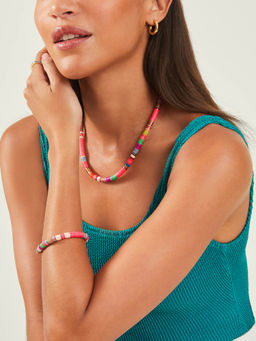 Accessorize London - Women's Neon Disc Stretch Bracelet