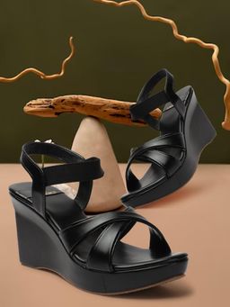XE Looks - Chic and Comfortable Cross Strap Design Wedge Heel Sandal