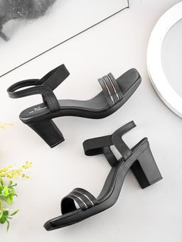 XE Looks - Elegant Striped Strap Block heel sandal