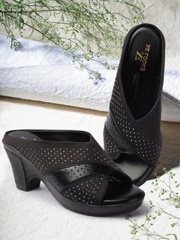 XE Looks - Chic Lazer Design Soft Comfortable Block Heel Sandal