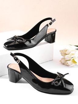 XE Looks - Elegant Bow Detail Slingback Block Heel Sandal