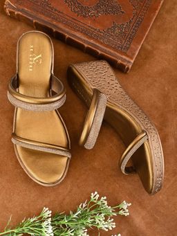 XE Looks - Shimmer dual straps With cushioned footbed Wedge Sandal