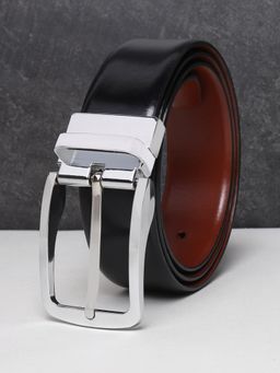 Teakwood - Men Black And Tan Solid Reversible Leather Belt