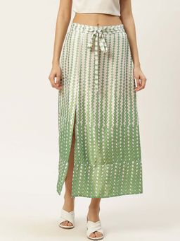 Dodo & Moa - Women Green Geometric Printed Skirt