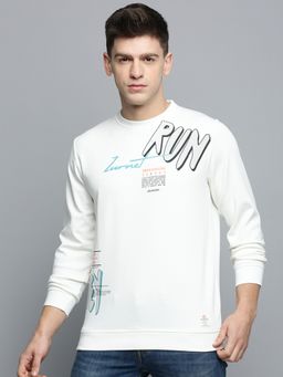 SHOWOFF - Mens Round Neck Printed White Pullover Sweatshirt