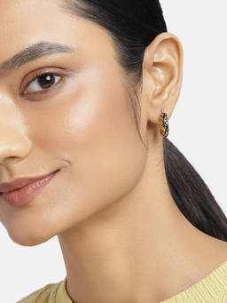 Estele - Gold Plated Classic Designer Earrings with Enamel for Women