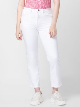 Spykar - Women White Cotton Slim Straight Fit Ankle Length Jeans (emma)