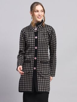 Monte Carlo - Womens Black Mock Neck Knitted Coat