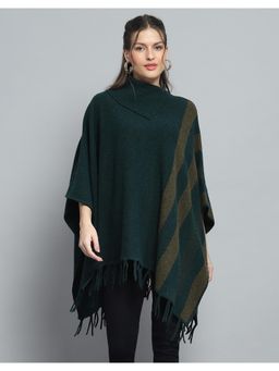 Monte Carlo - Womens Self Design Dark Green Poncho