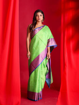 Beatitude - Green Woven Banarasi Saree with Unstitched Blouse
