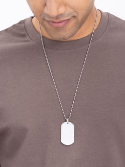 AQUASTREET - Mens Silver Plated Anti-Tarnish Cool Dogtag Pendant Chain