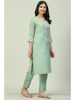 Biba - Green Printed Suit (Set of 2)