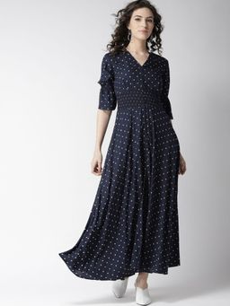 Twenty Dresses by Nykaa Fashion - Navy Blue Spot On Style Polka Maxi Dress