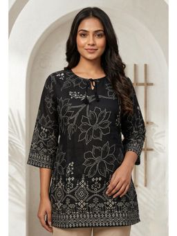Gahan - Womens Ethnic Floral Motif Print Cotton Straight Kurta
