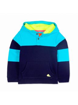 CHERRY CRUMBLE BY NITT HYMAN - Blue Black Colorblock Downtown Hoodie Sweatshirt