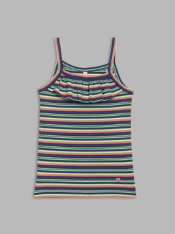Blue Giraffe - Girls Multi-Color Striped T-shirt