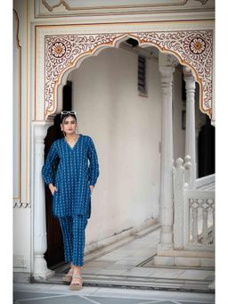 HOUSE OF BAISA - Women Blue Cotton Woven Top with Pant (Set of 2)