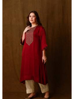 AFRIYA - Zarkha Maroon Kurta with Pant
