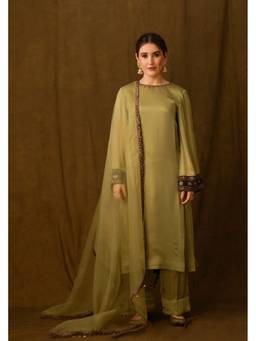 AFRIYA - Zarkha Yellow Kurta with Pant and Dupatta