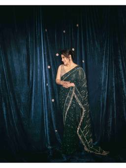 ITRH - Green Vanamala Pre Drape Saree with Stitched Blouse