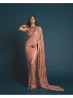 ITRH - Peach Scarab Serenity Pre Drape Saree with Stitched Blouse
