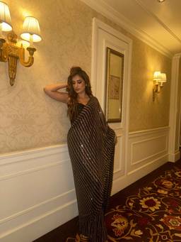 ITRH - Black Colette Pre Drape Saree with Stitched Blouse