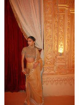 ITRH - Orange Kahani Organza Pre Drape Saree with Stitched Blouse