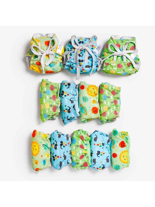Superbottoms Unisex Multi-Color Day Dreamer Cotton Dry Feel Langots (Pack of 12)