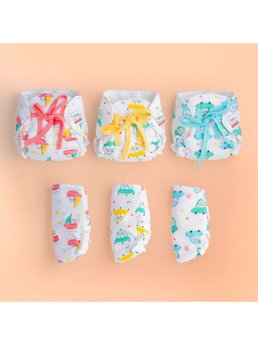 Superbottoms Unisex Multi-Color Muslin- Tiny Travelers Cotton Dry Feel Langots (Pack of 6)