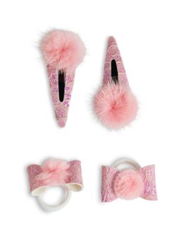 Ribbon Candy - Cute Shiny Tic-Tac Soft Pom Pom Pins and Rubber Bands- Light Pink
