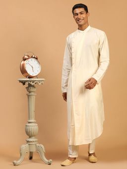 Vastramay - Cream Silk Blend Kurta with Pant
