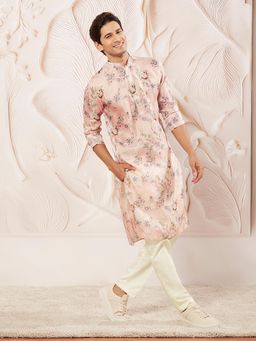 Vastramay - Pink Printed Cotton Blend Kurta with Pant