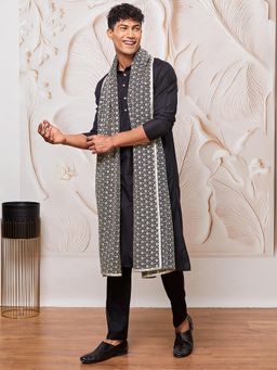 Vastramay - Black Solid Silk Blend Kurta with Pant and Embroidered Dupatta