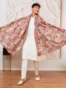 Vastramay - Cream Kurta with Pant and Printed Dupatta