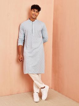 Vastramay - Blue Chikankari Rayon Kurta with Pant
