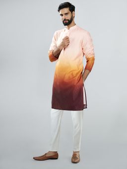 Vastramay - Brown Silk Blend Ombre Kurta with Pant