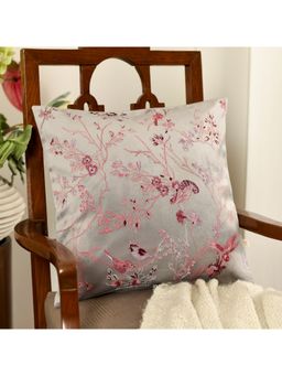 Khaabka - Fursat Grey Velvet Embroidered Cushion Cover