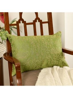 Khaabka - Nazakat Green Silk Embroidered Cushion Cover