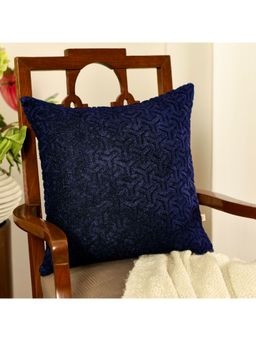 Khaabka - Nazakat Navy Blue Towel Embroidered Cushion Cover