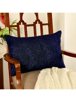 Khaabka - Nazakat Navy Blue Towel Embroidered Cushion Cover