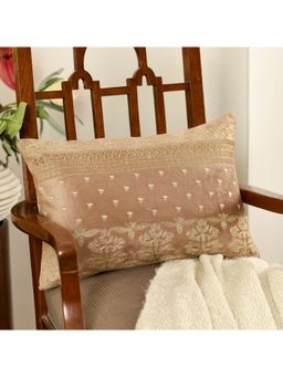 Khaabka - Utsav Brown Ethereal Embroidered Velvet Cushion Cover