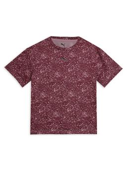 Puma - Train All Day Essentials Girls Maroon Printed T-shirt