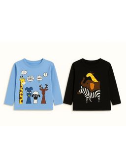 ZIP ZAP ZOOP - Boys Multi-Color Animal Print Full Sleeve T-Shirt (Pack of 2)