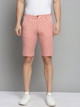 SHOWOFF - Men's Knee Length Peach Printed Mid-rise Regular Shorts