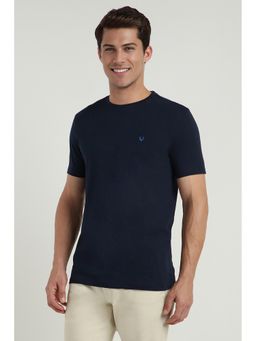 Allen Solly - Men Navy Solid Crew Neck T-Shirt