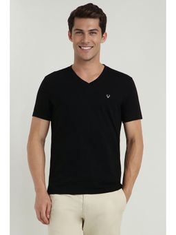 Allen Solly - Men Black Solid V Neck T-Shirt