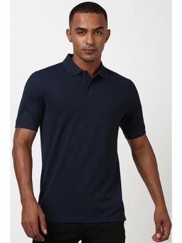 Peter England - Men Navy Printed Polo Neck Polo T-Shirt