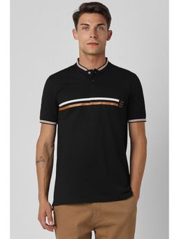 Van Heusen - Men Black Solid Polo Neck T-Shirt